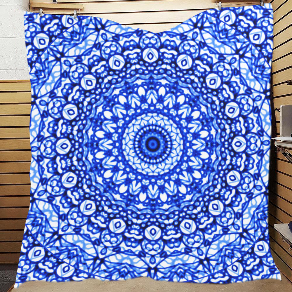 Blue Mandala Mehndi Style G403 Quilt 70"x80"