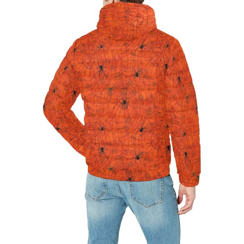 Halloween Spider by Artdream Men's Padded Hooded Jacket (Model H42)