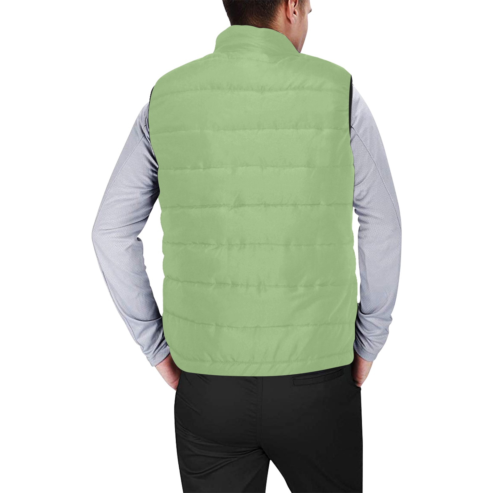 color asparagus Men's Padded Vest Jacket (Model H44)