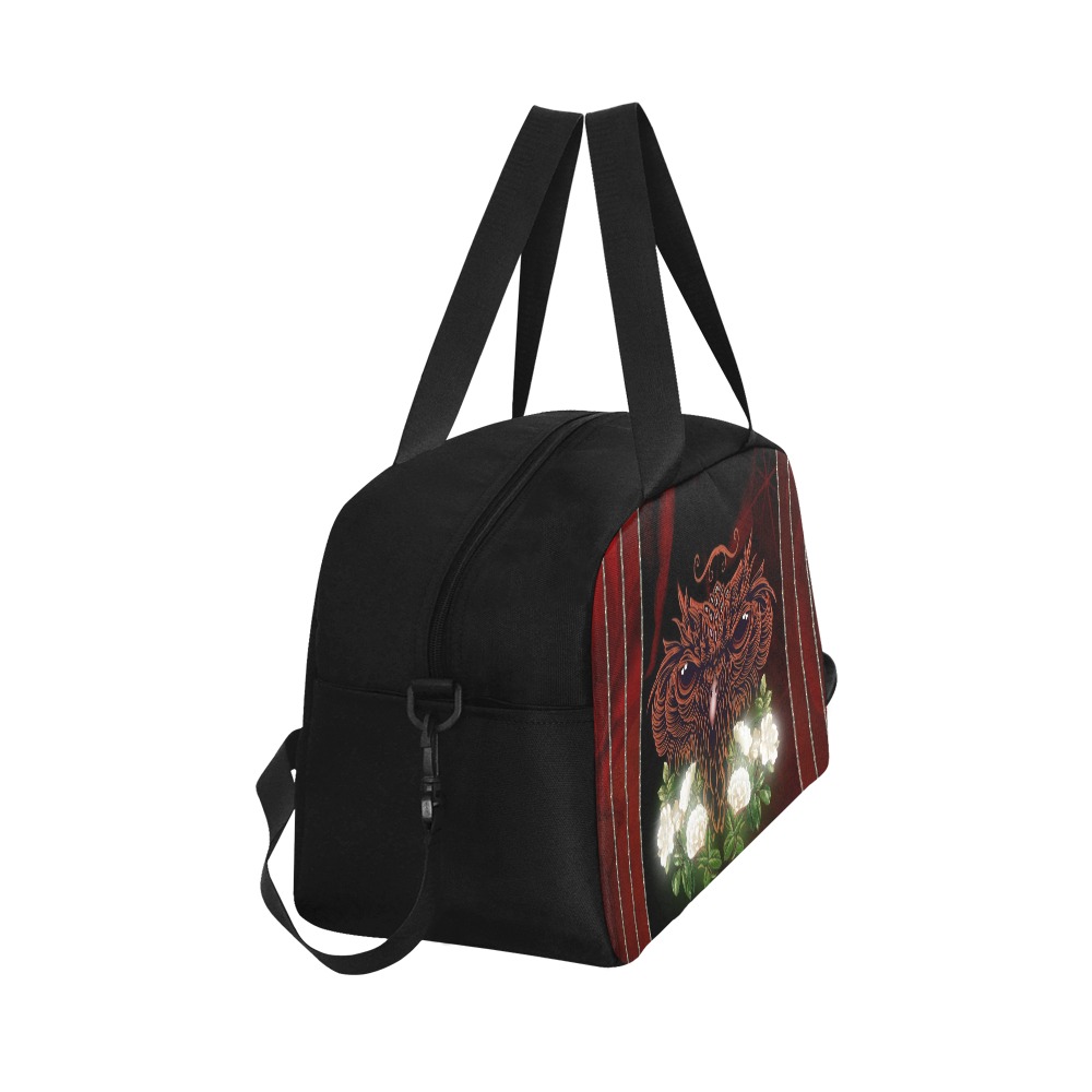Awesome owl with flowers Fitness Handbag (Model 1671)