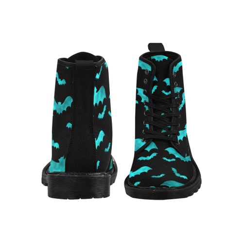 Tie Dye Bats - Turquoise Martin Boots for Women (Black) (Model 1203H)