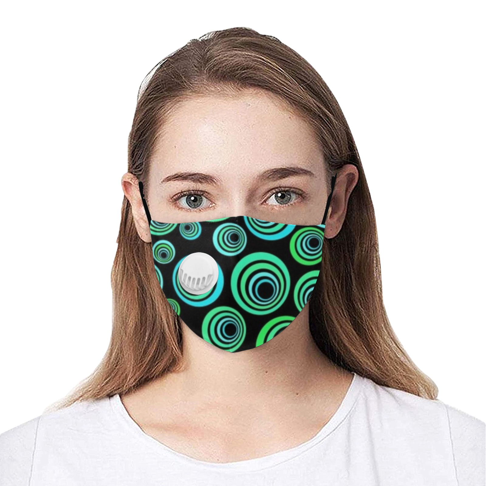 Retro Psychedelic Pretty Green Pattern 3D Mouth Mask with Breathing Valve (Model M04)