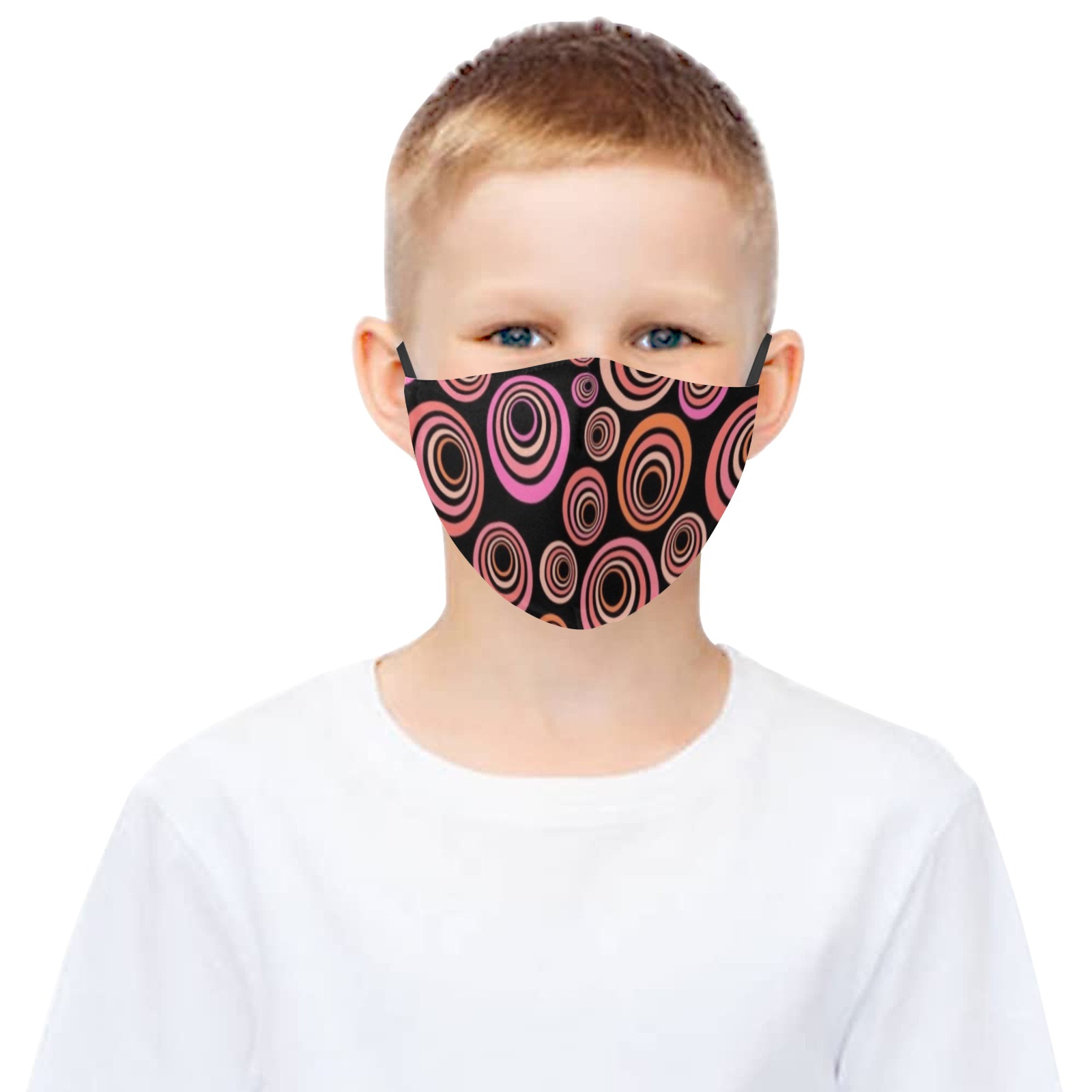 Retro Psychedelic Pretty Orange Pattern 3D Mouth Mask with Drawstring (Pack of 20) (Model M04)
