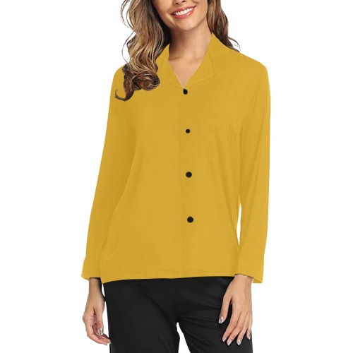 color goldenrod Women's Long Sleeve Pajama Shirt