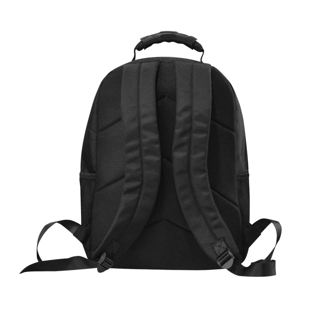 Pink Polka Dots on Black Unisex Laptop Backpack (Model 1663)