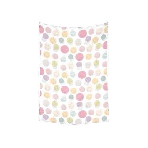 Colorful Cupcakes Cotton Linen Wall Tapestry 40"x 60"