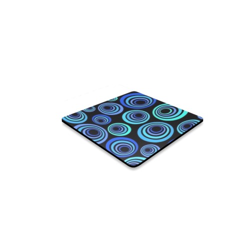 Retro Psychedelic Pretty Blue Pattern Square Coaster
