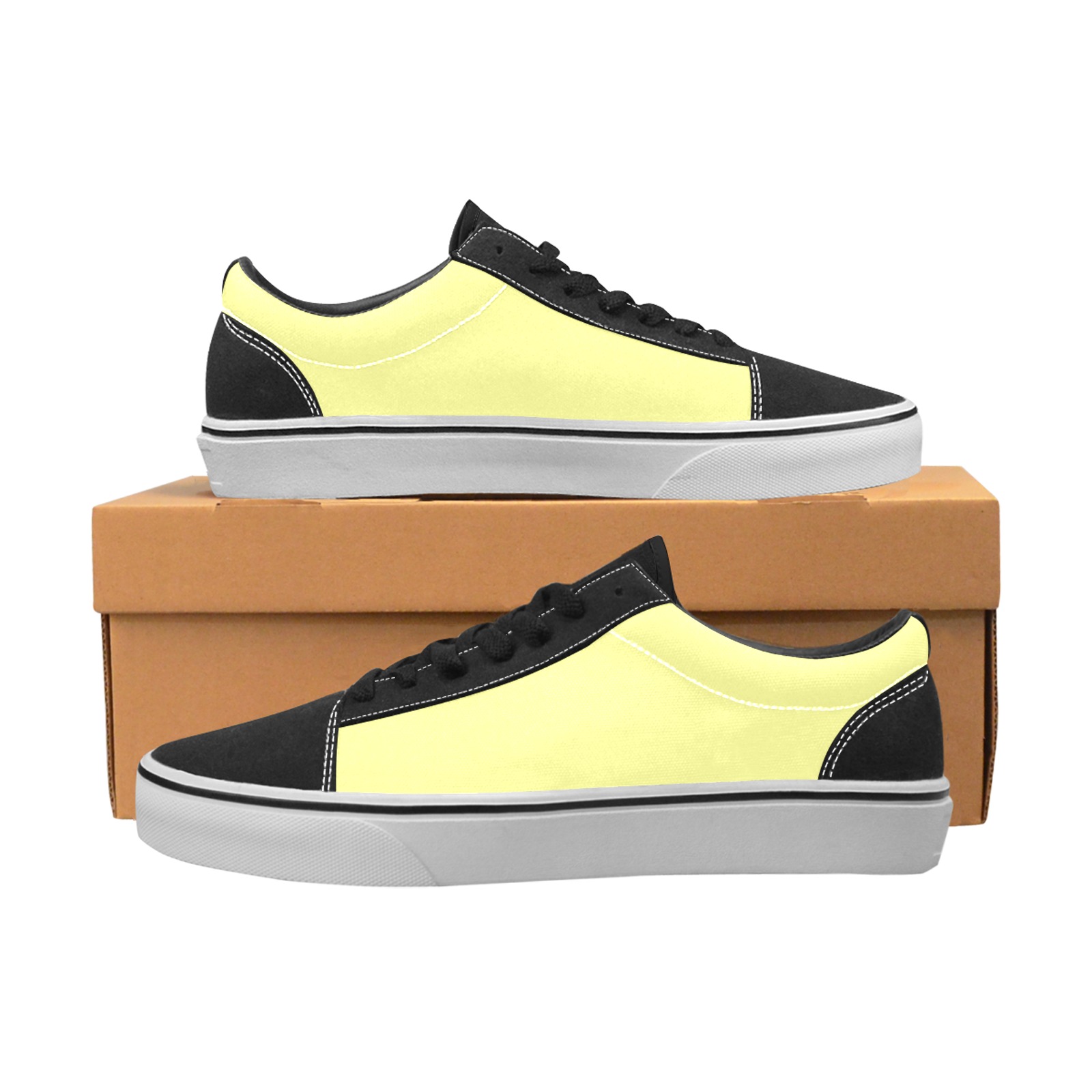 color canary yellow Women's Low Top Skateboarding Shoes (Model E001-2)