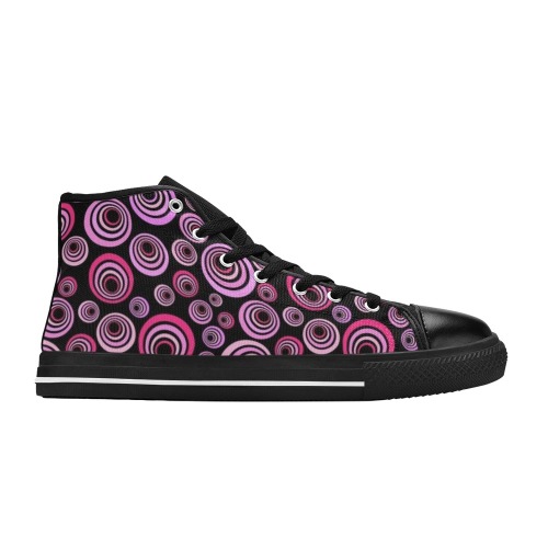 Retro Psychedelic Pretty Pink Pattern Men’s Classic High Top Canvas Shoes (Model 017)