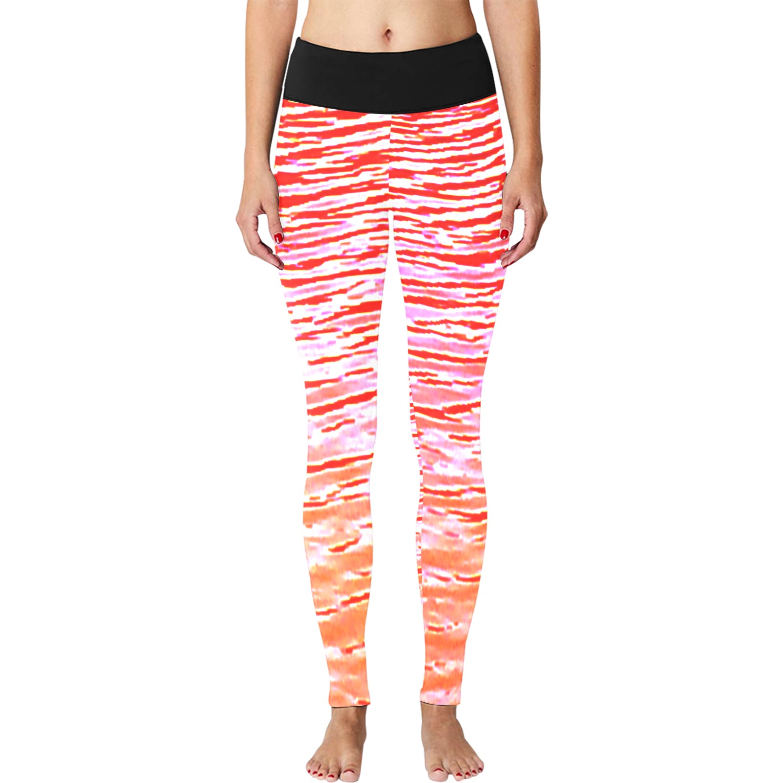 Orange and red water Women's Big Size Workout Leggings (Model L43)