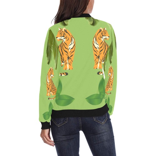 tchaqueta bomber de mujer con unos igres All Over Print Bomber Jacket for Women (Model H36)