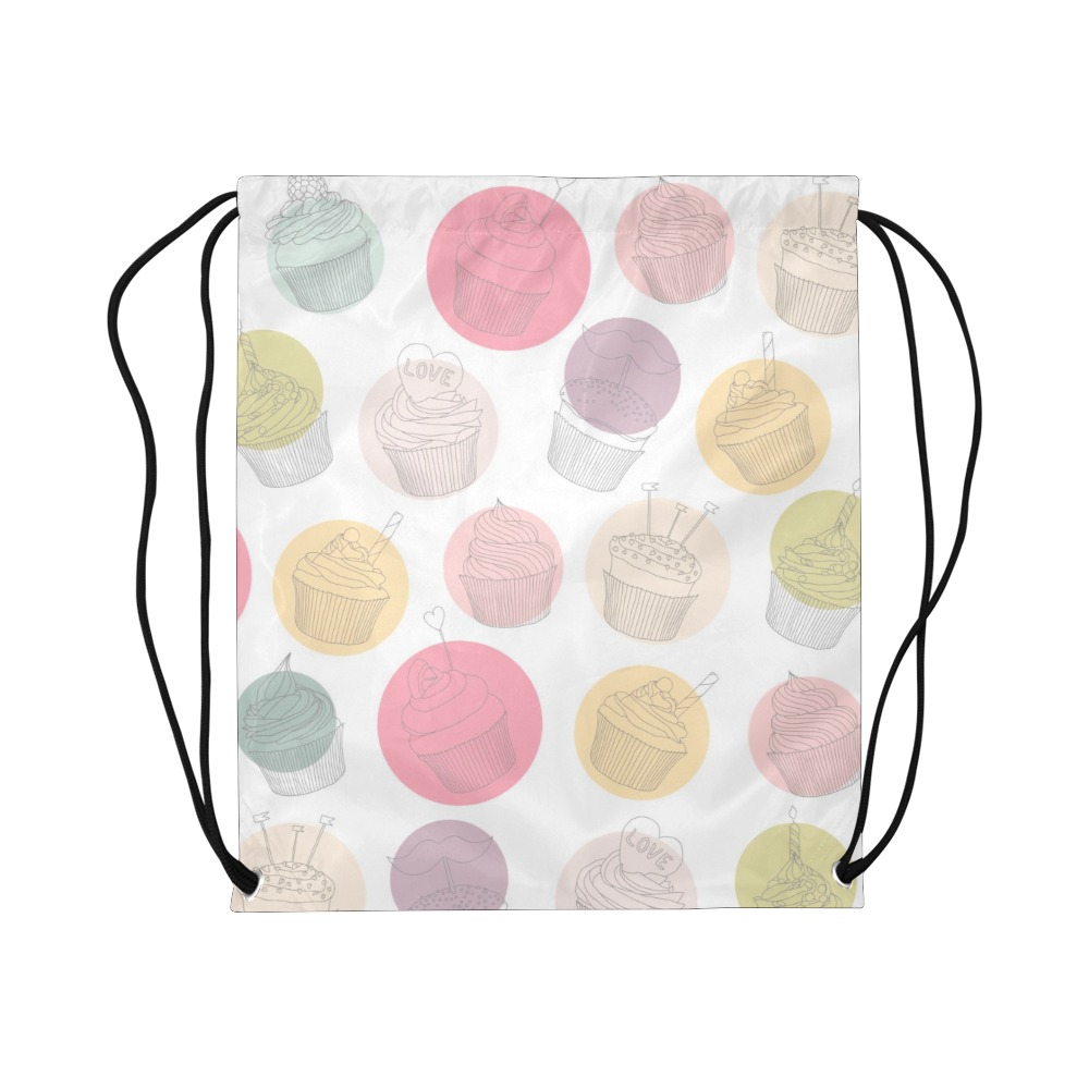 Colorful Cupcakes Large Drawstring Bag Model 1604 (Twin Sides)  16.5"(W) * 19.3"(H)