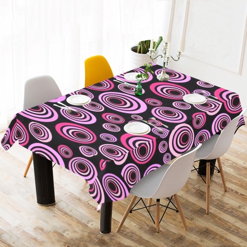 Retro Psychedelic Pretty Pink Pattern Cotton Linen Tablecloth 60"x 104"