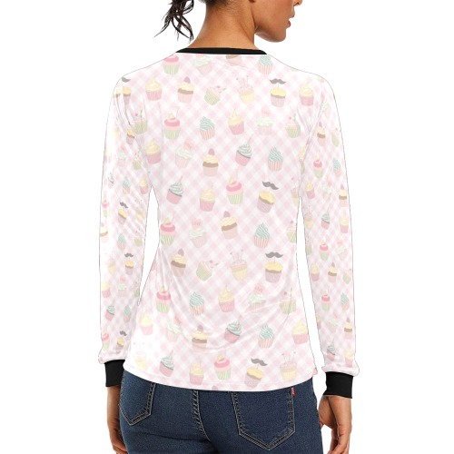 Cupcakes Women's All Over Print Long Sleeve T-shirt (Model T51)