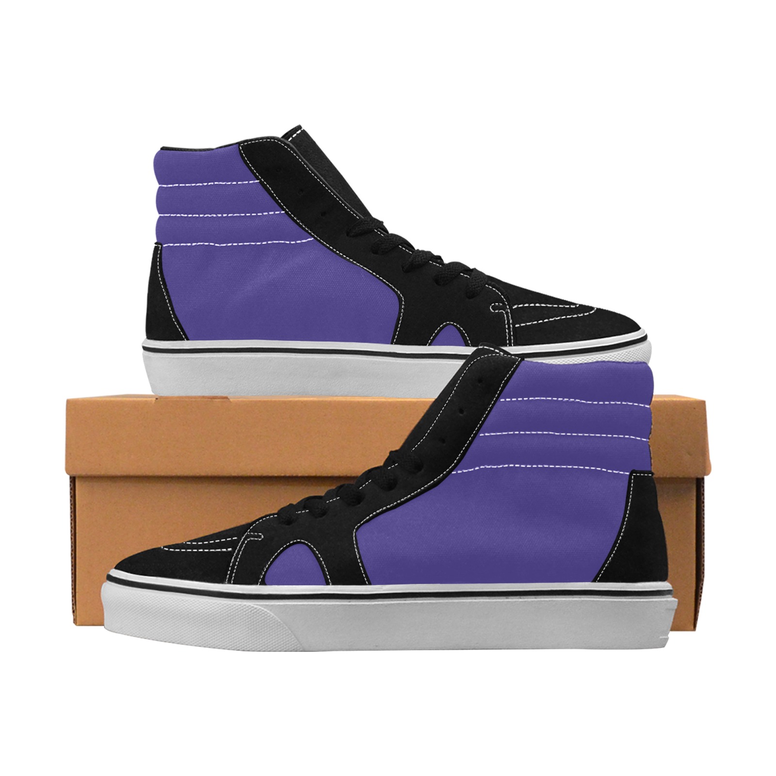 color dark slate blue Women's High Top Skateboarding Shoes (Model E001-1)