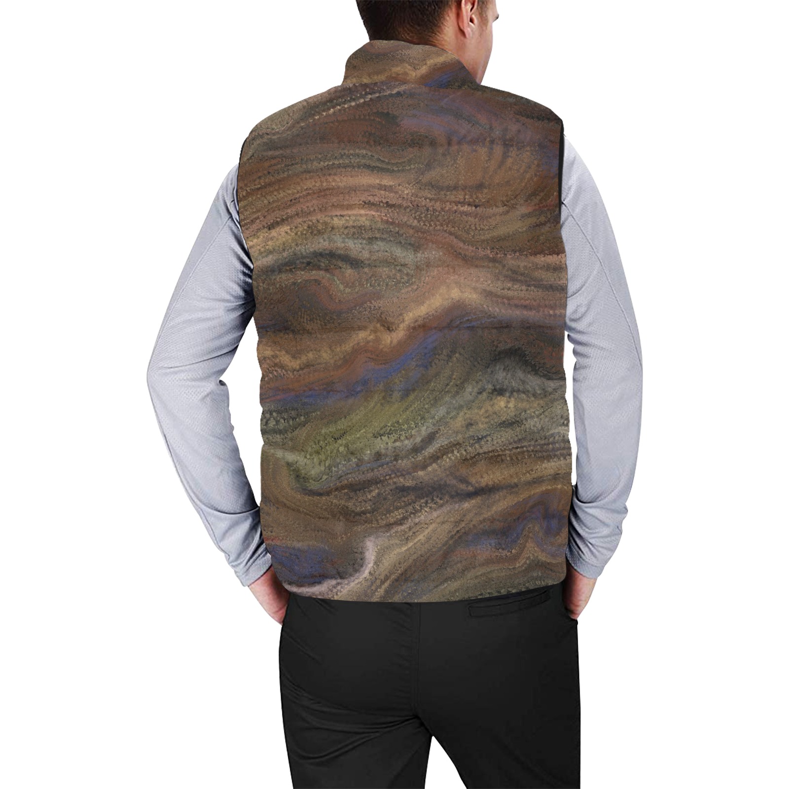 brown Men's Padded Vest Jacket (Model H44)