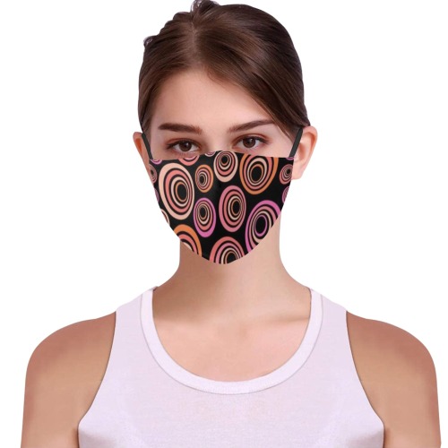 Retro Psychedelic Pretty Orange Pattern 3D Mouth Mask with Drawstring (Pack of 100) (Model M04)