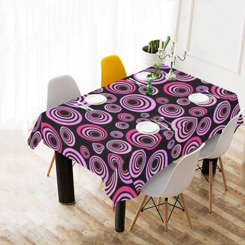 Retro Psychedelic Pretty Pink Pattern Cotton Linen Tablecloth 60"x 84"