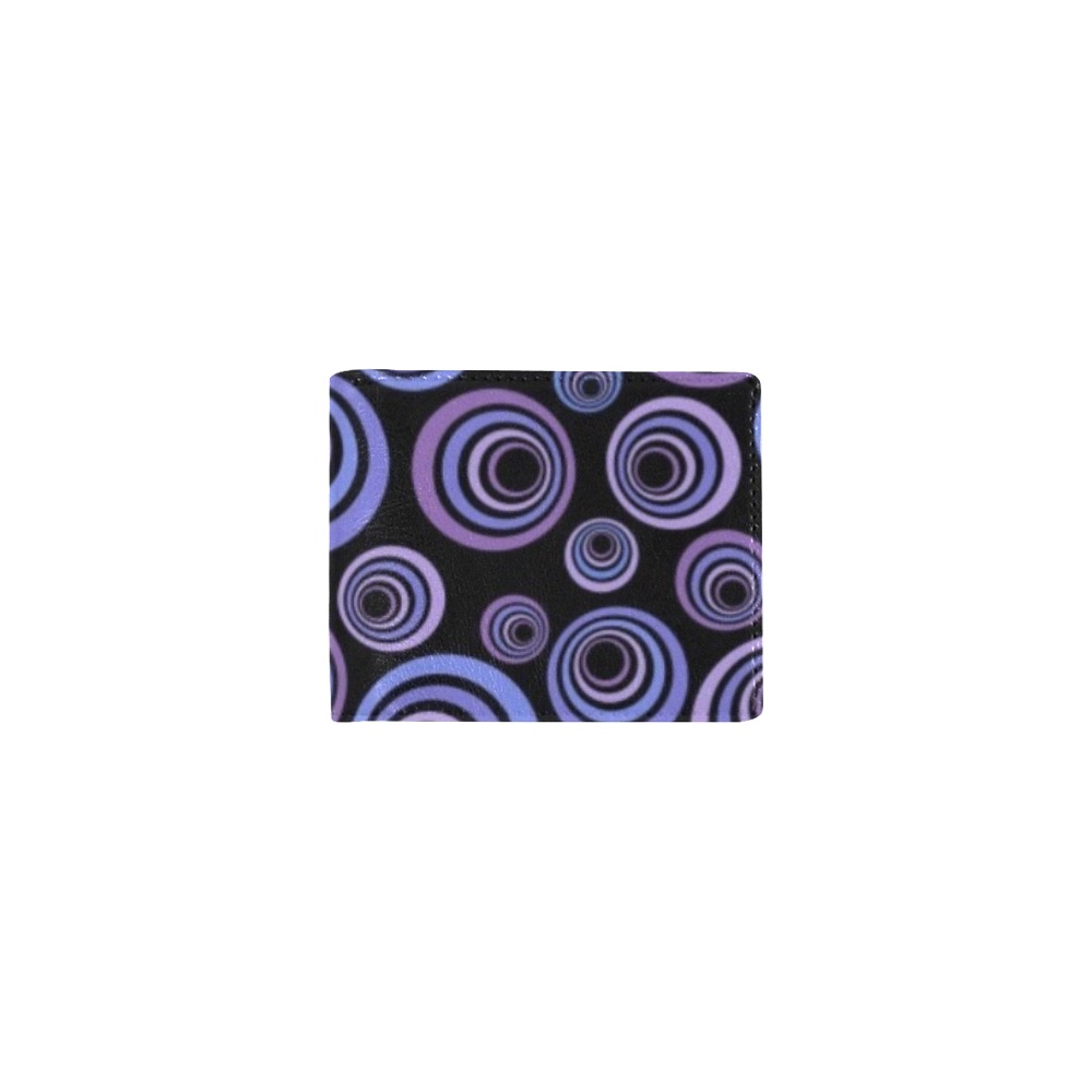Retro Psychedelic Pretty Purple Pattern Mini Bifold Wallet (Model 1674)