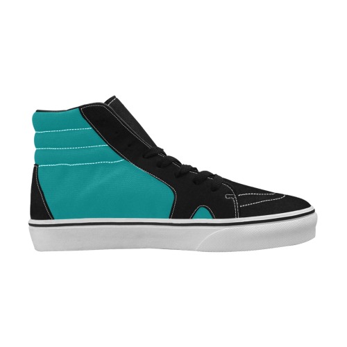 color dark cyan Women's High Top Skateboarding Shoes (Model E001-1)