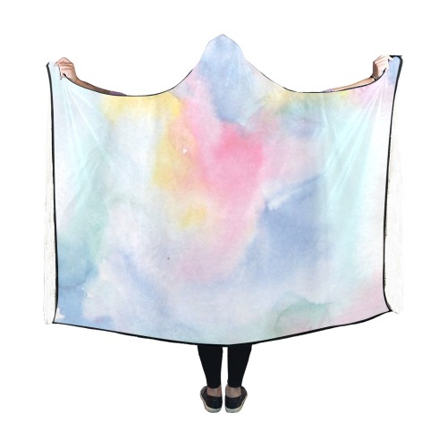Colorful watercolor Hooded Blanket 60''x50''