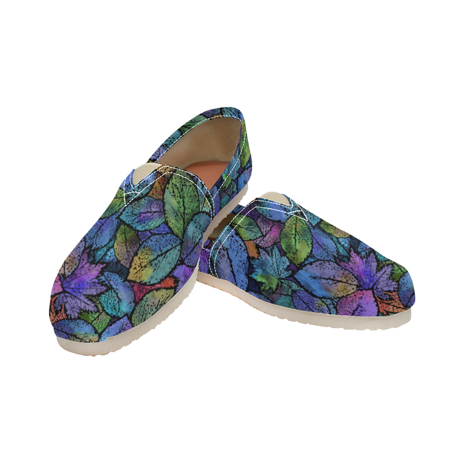Casual MultiLeaves Women's Classic Canvas Slip-On (Model 1206)