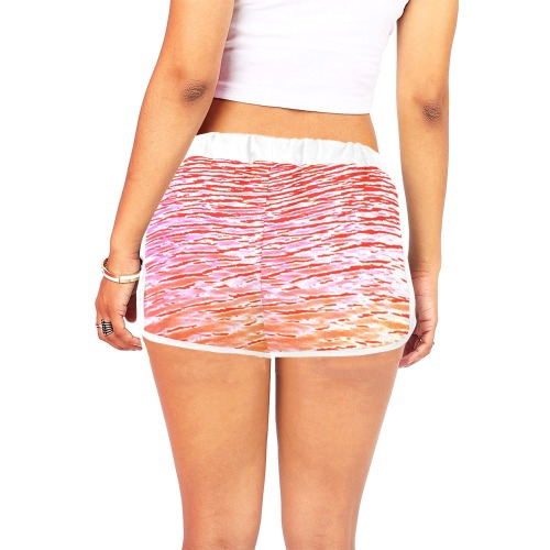 Orange and red water Women's All Over Print Relaxed Shorts (Model L19)