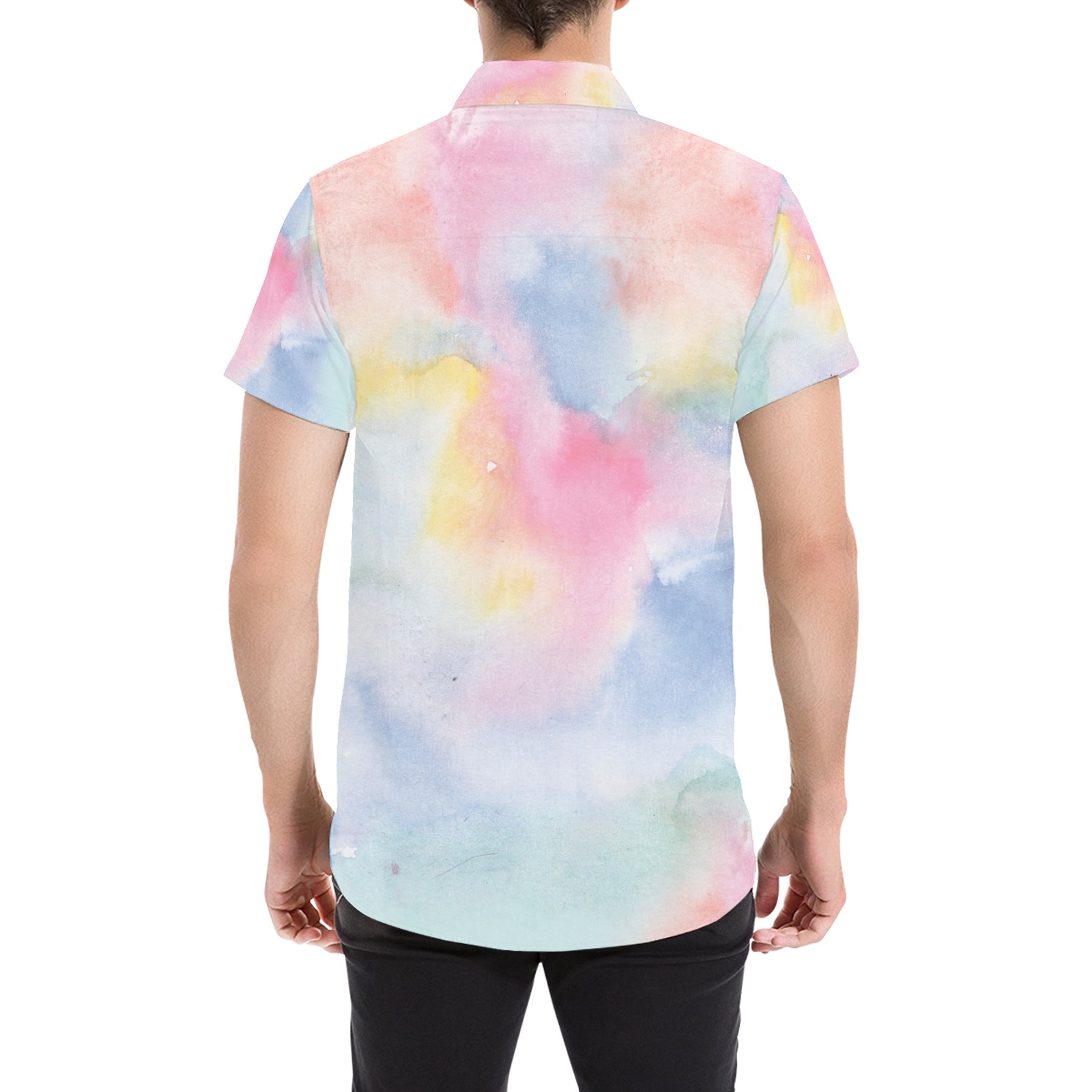 Colorful watercolor Men's All Over Print Short Sleeve Shirt (Model T53)