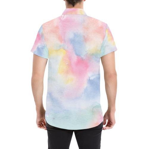Colorful watercolor Men's All Over Print Short Sleeve Shirt (Model T53)