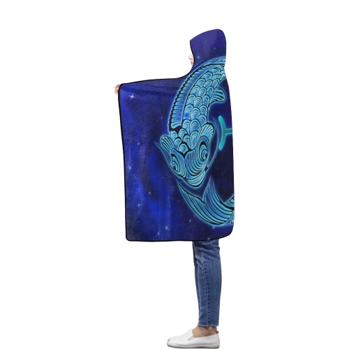 Pisces design Flannel Hooded Blanket 40''x50''