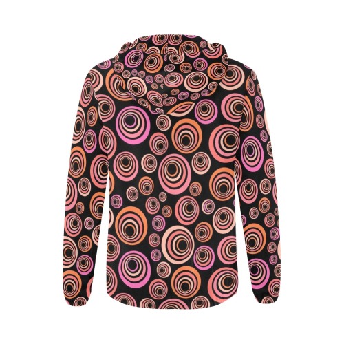 Retro Psychedelic Pretty Orange Pattern All Over Print Full Zip Hoodie for Women (Model H14)