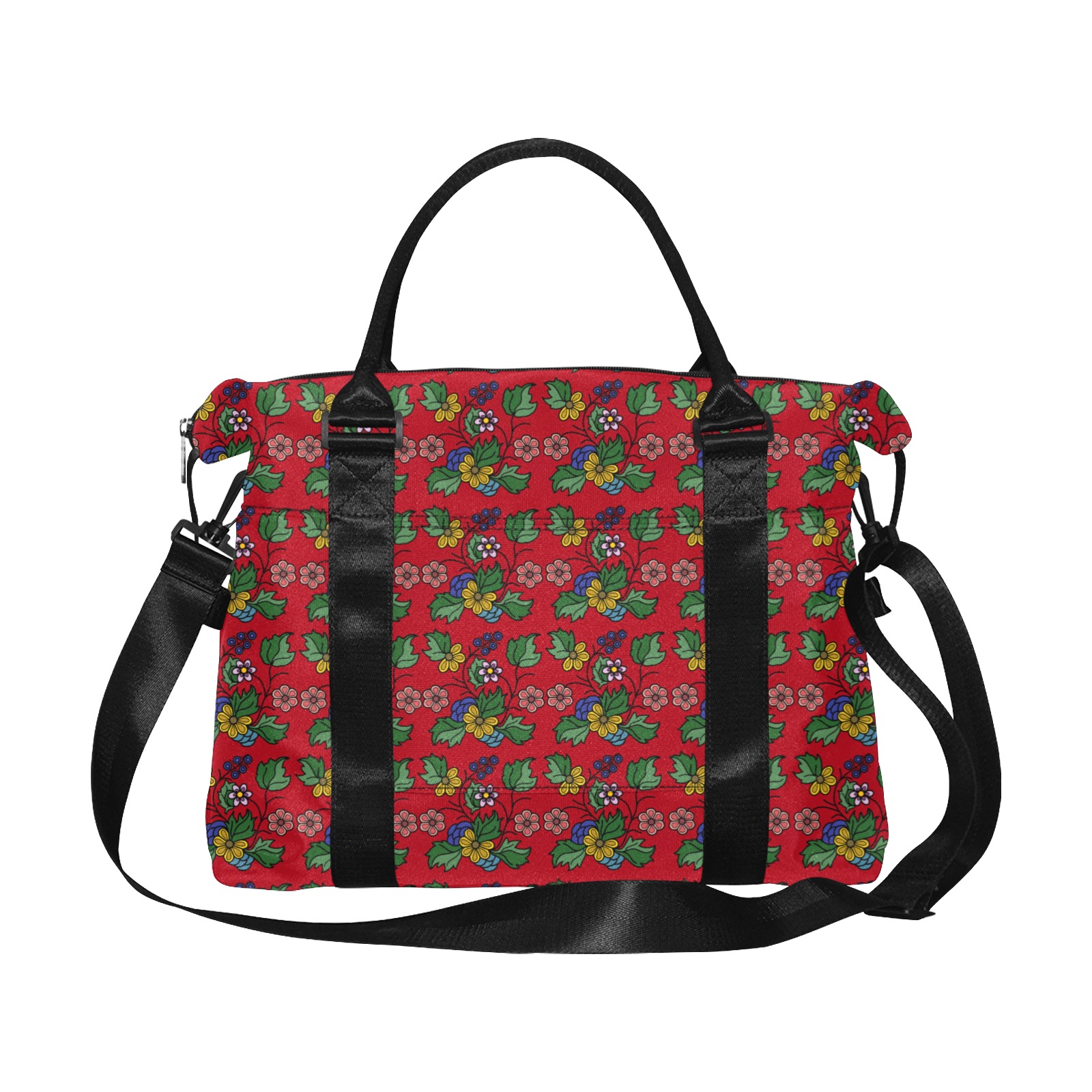 red floral Large Capacity Duffle Bag (Model 1715)