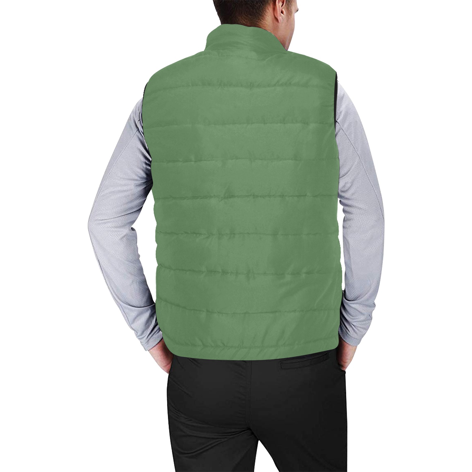 color artichoke green Men's Padded Vest Jacket (Model H44)