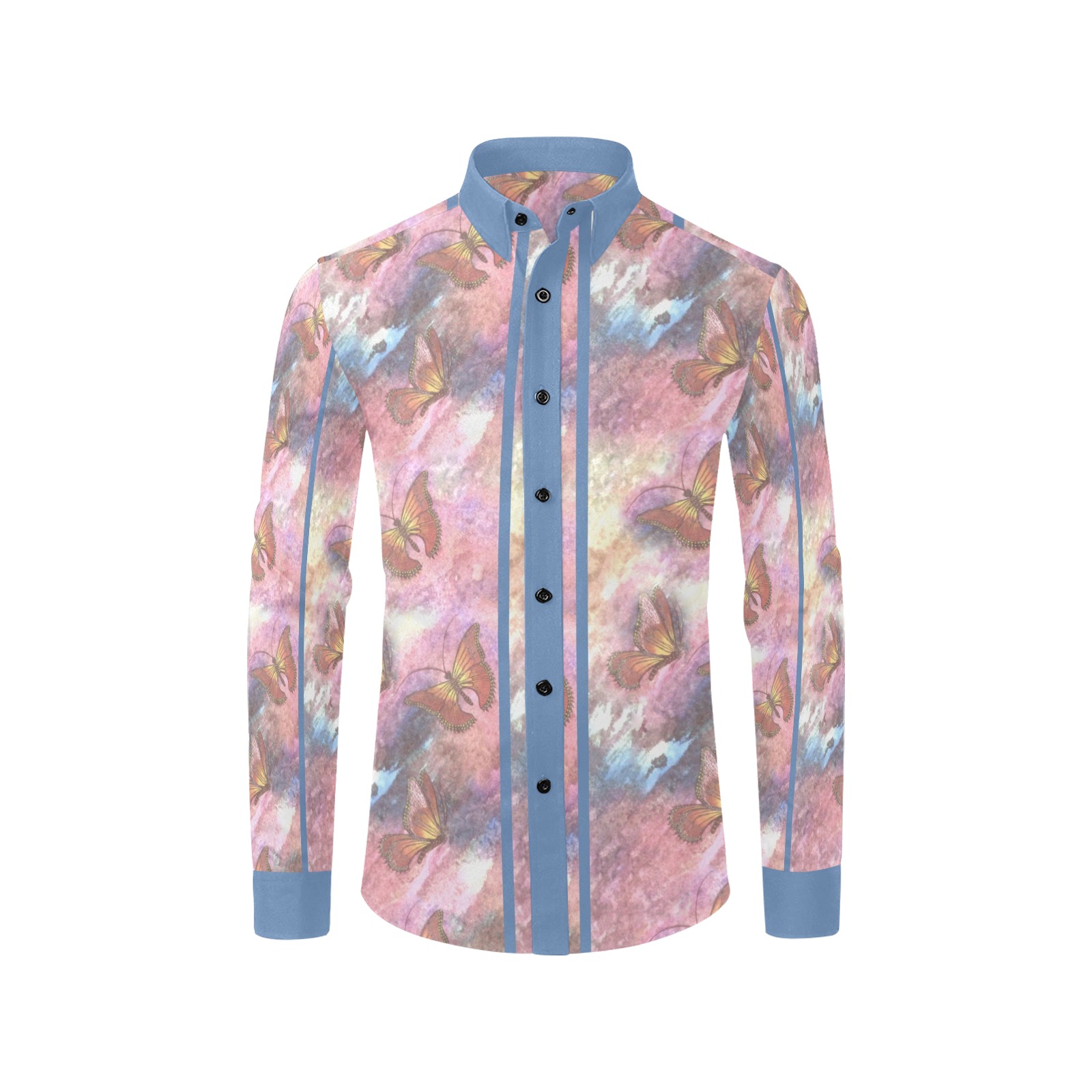Two-Tone Pastel Monarch Men's All Over Print Casual Dress Shirt (Model T61)