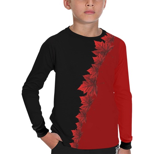 Kid's Canada Maple Leaf Shirts Long Sleeve Kids' All Over Print Long Sleeve T-shirt (Model T51)