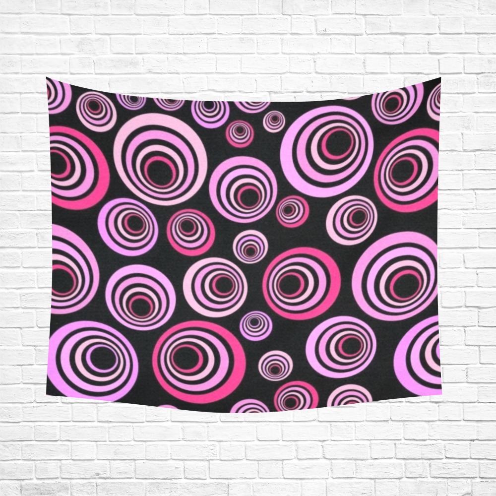 Retro Psychedelic Pretty Pink Pattern Cotton Linen Wall Tapestry 60"x 51"