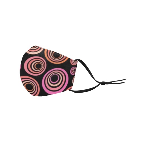 Retro Psychedelic Pretty Orange Pattern 3D Mouth Mask with Drawstring (Pack of 50) (Model M04)