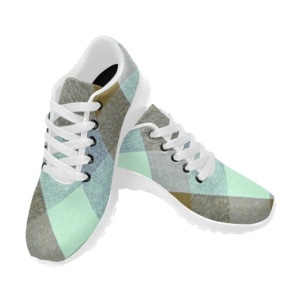 Pastel Plaid Blue Women’s Running Shoes (Model 020)
