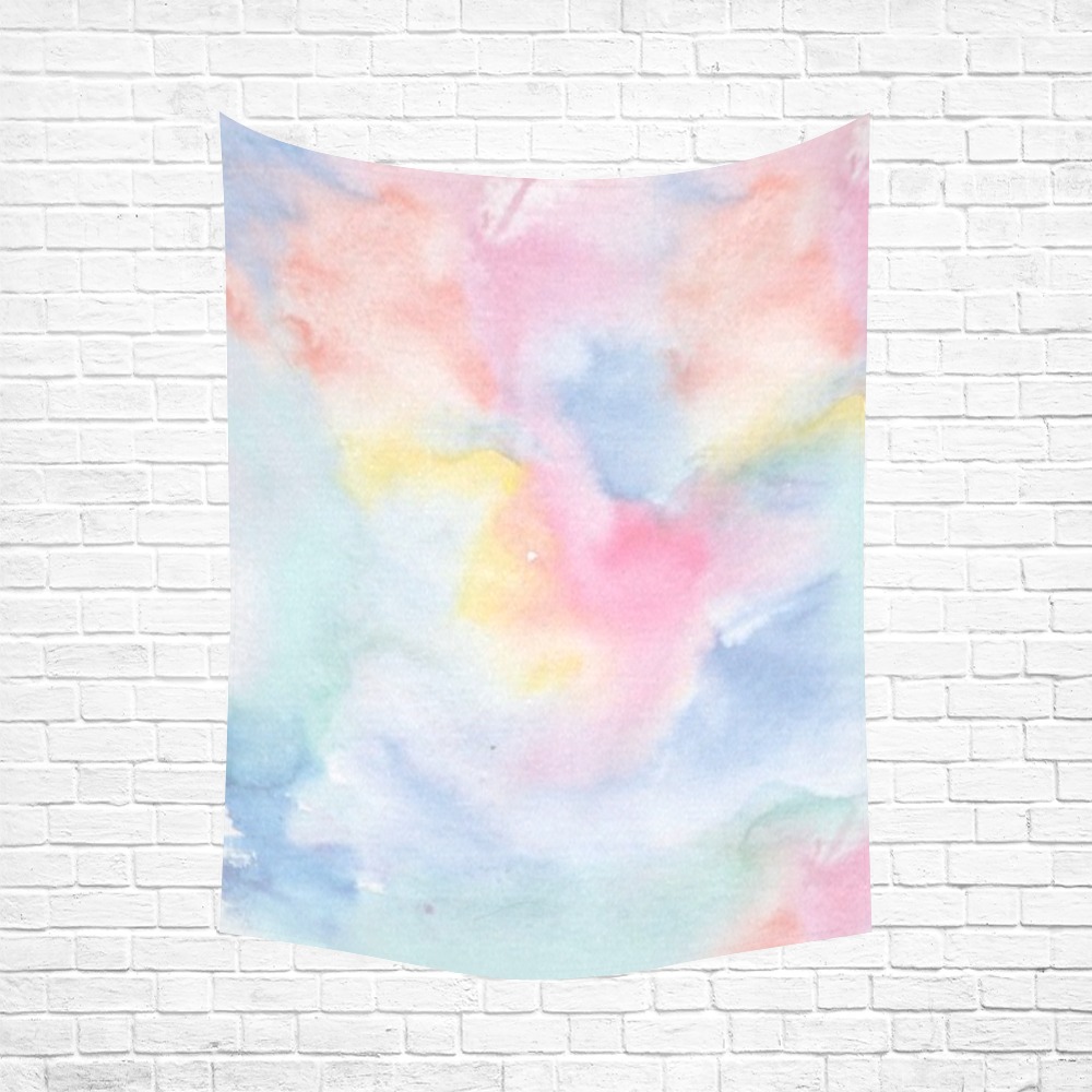 Colorful watercolor Cotton Linen Wall Tapestry 60"x 80"