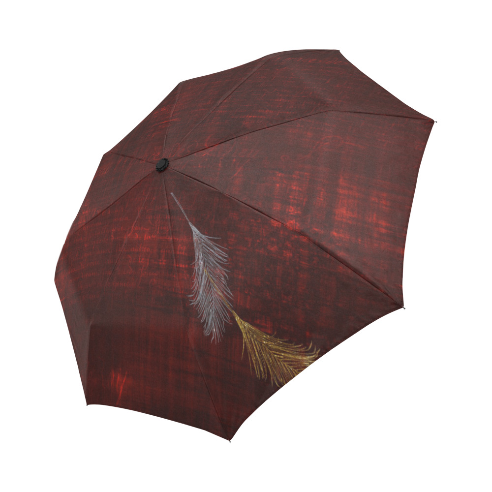 UMB 2Feathers Red Auto-Foldable Umbrella (Model U04)