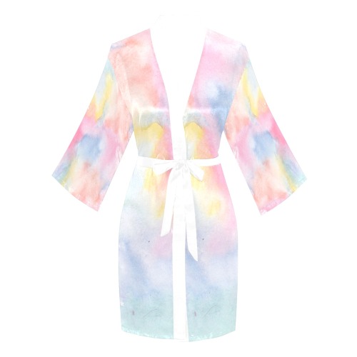 Colorful watercolor Long Sleeve Kimono Robe