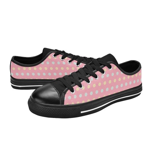 Colorful Dots On Pink Women's Classic Canvas Shoes (Model 018)
