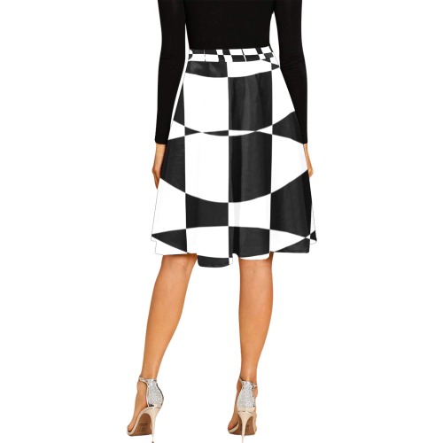 Abstract Checkered Skirt Melete Pleated Midi Skirt (Model D15)