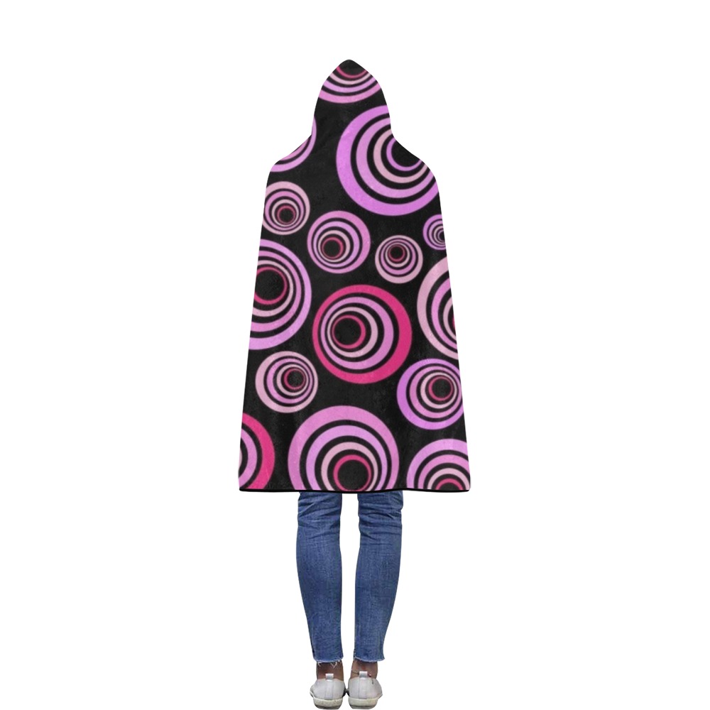 Retro Psychedelic Pretty Pink Pattern Flannel Hooded Blanket 40''x50''
