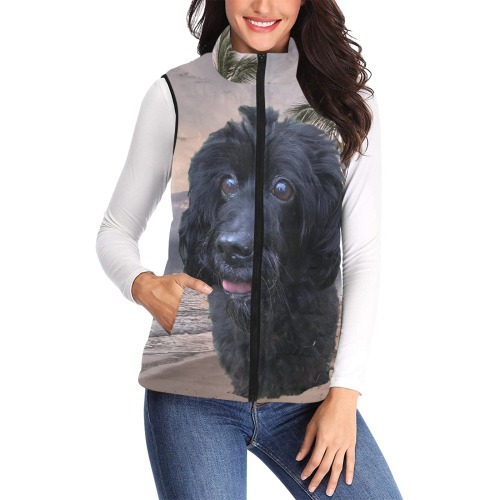 Dog Poodle Doodle Women's Padded Vest Jacket (Model H44)