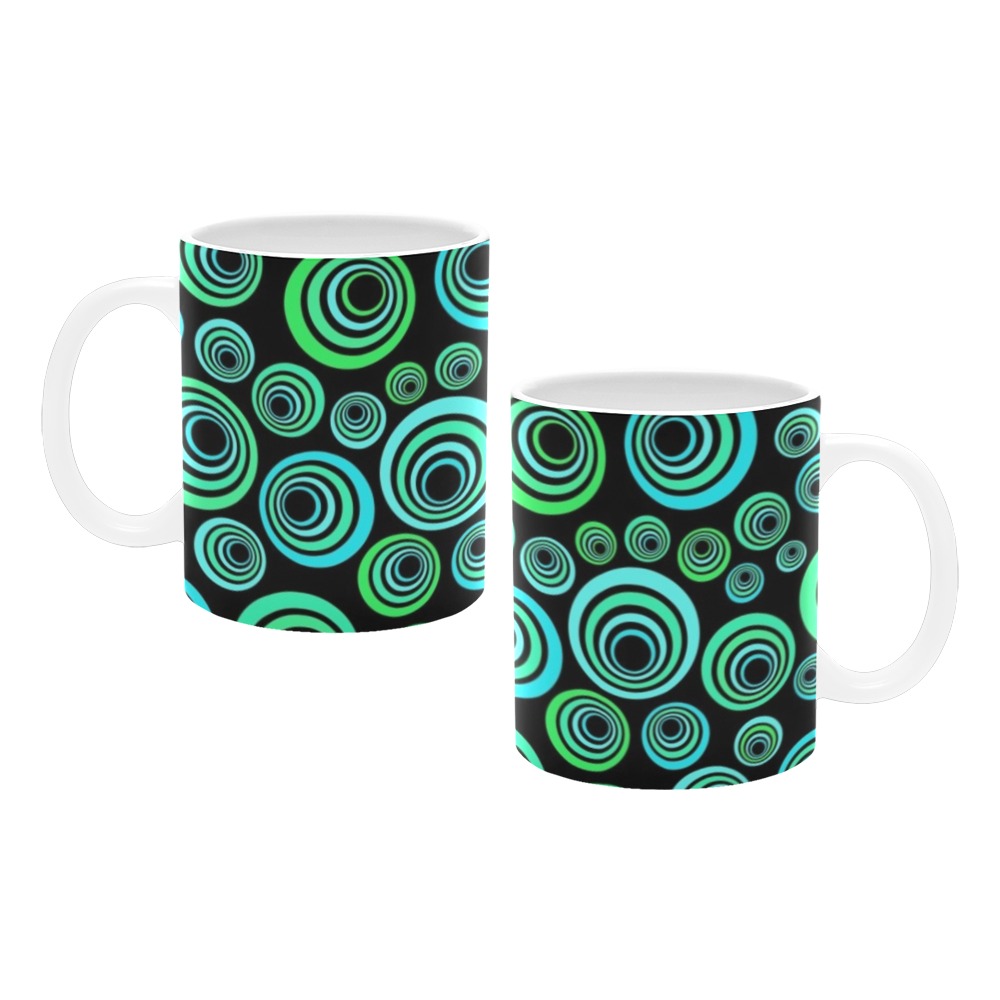 Retro Psychedelic Pretty Green Pattern White Mug(11OZ)
