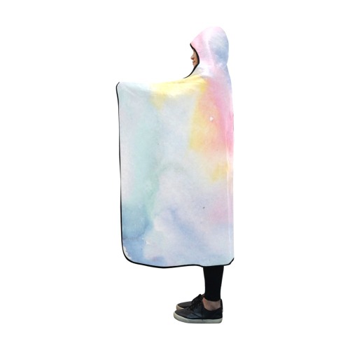 Colorful watercolor Hooded Blanket 60''x50''