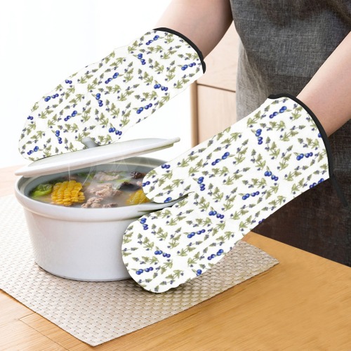 Blueberries Stemmed Leaves oven mitt and potholder Oven Mitt & Pot Holder