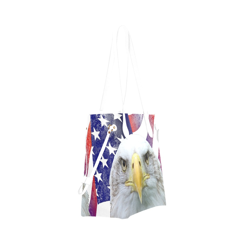 American Flag and Bald Eagle Clover Canvas Tote Bag (Model 1661)