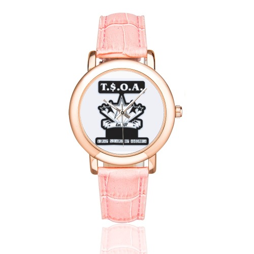 T.S.O.A. (Trap Starz of America) Women's Rose Gold Leather Strap Watch(Model 201)